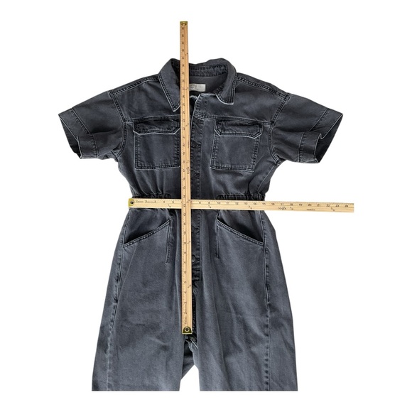 Free People Denim Utility Jumpsuit Short Sleeve Zip Front XL - Picture 4 of 5